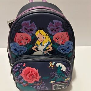 Loungefly Disney Alice in Wonderland Alice & Flowers Mini Backpack nwt